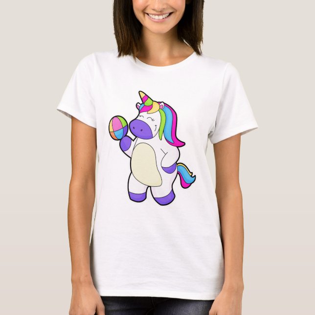 Unicorn med Volleyball T Shirt (Framsida)