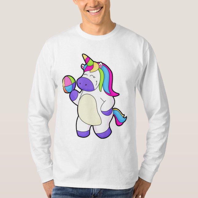 Unicorn med Volleyball T Shirt (Framsida)