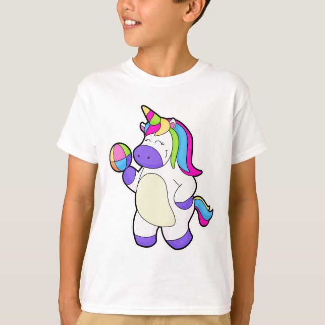 Unicorn med Volleyball T Shirt (Framsida)