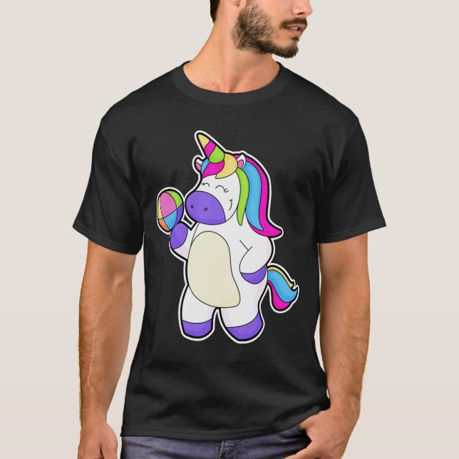 Unicorn med Volleyball T Shirt (Framsida)