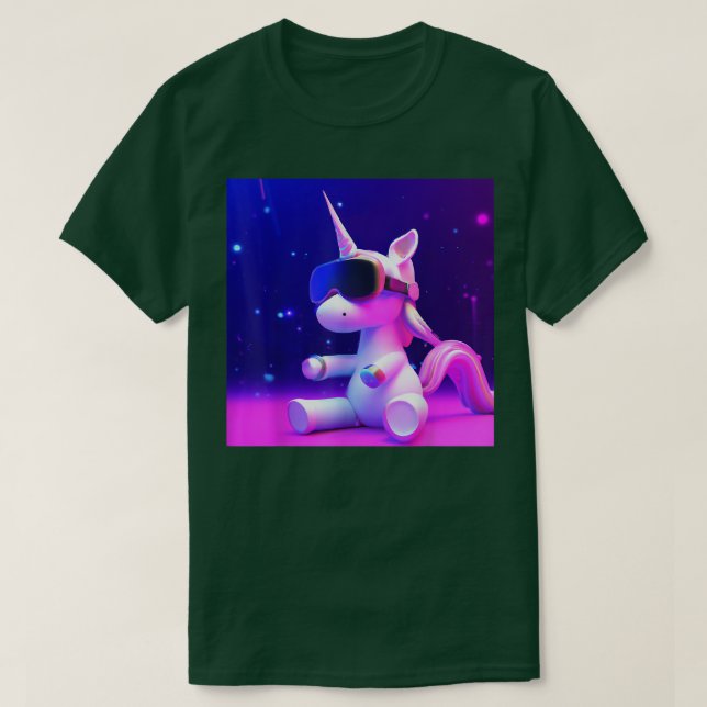 Unicorn med vr glasögon Cute Unicorn Älskare T Shirt (Design framsida)