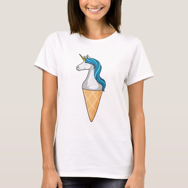 Unicorn med Waffle glass T Shirt (Framsida)