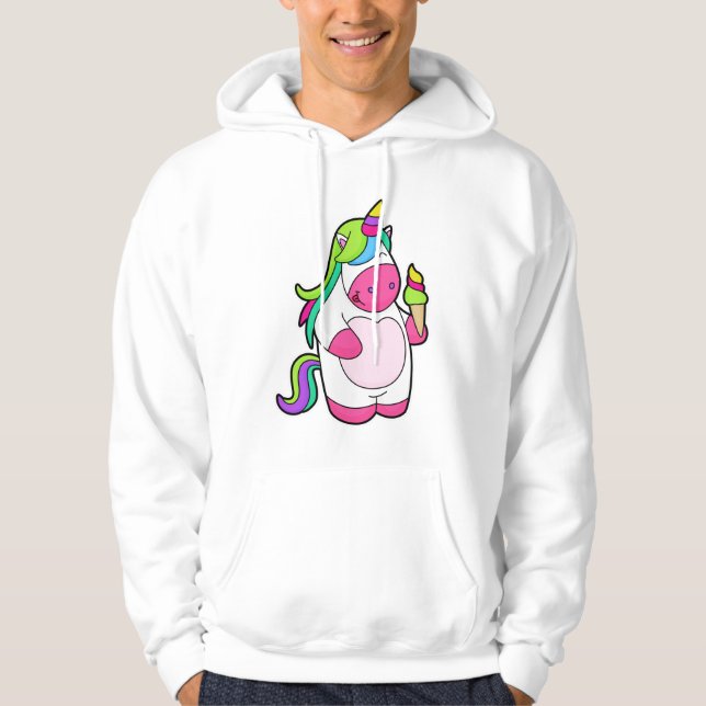 Unicorn med Waffle Ice kräm Hoodie (Framsida)
