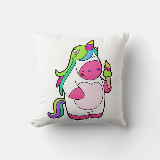 Unicorn med Waffle Ice kräm Kudde (Framsida)