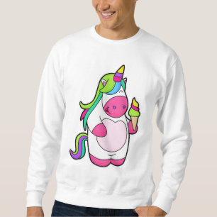 Unicorn med Waffle Ice kräm Lång Ärmad Tröja