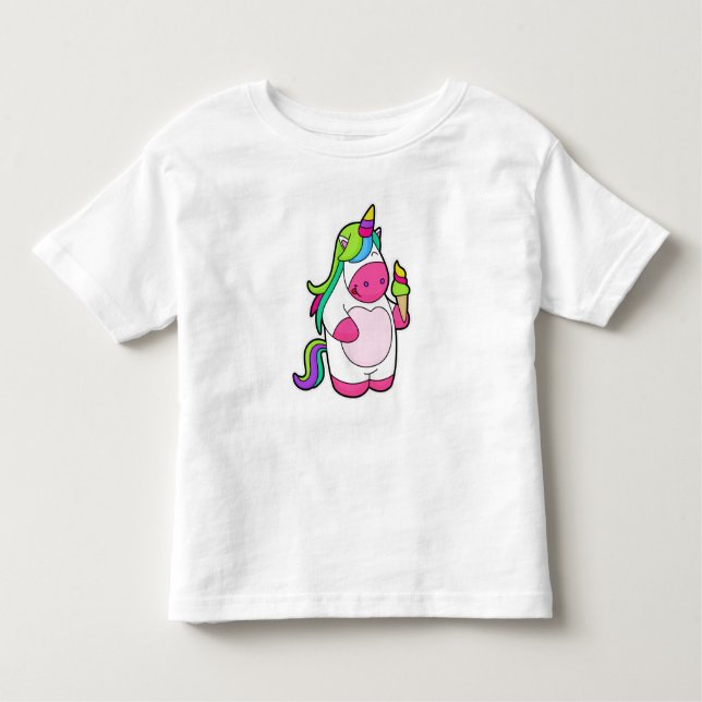 Unicorn med Waffle Ice kräm T Shirt (Framsida)