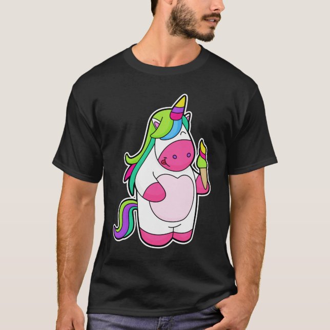 Unicorn med Waffle Ice kräm T Shirt (Framsida)