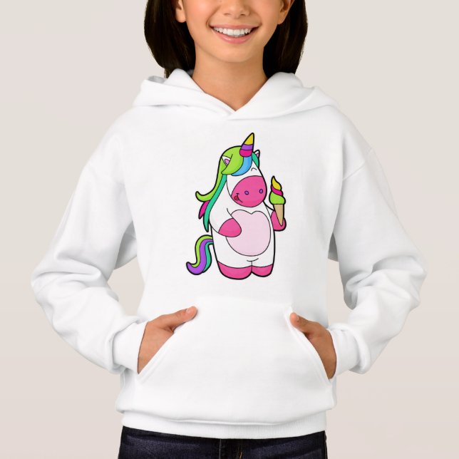 Unicorn med Waffle Ice kräm T Shirt (Framsida)