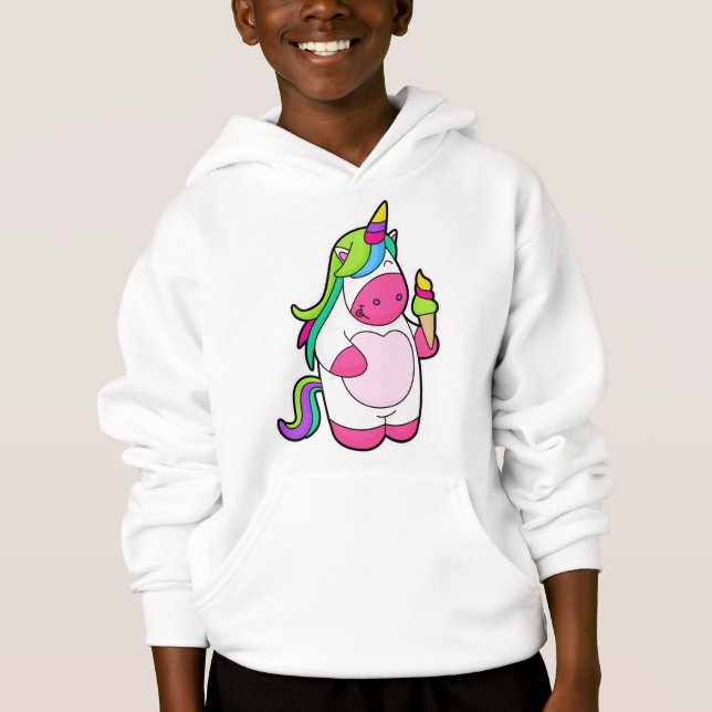 Unicorn med Waffle Ice kräm T Shirt (Framsida)