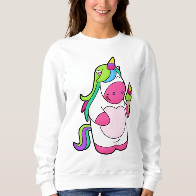 Unicorn med Waffle Ice kräm T Shirt (Framsida)