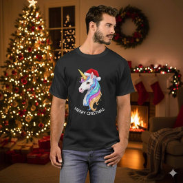 Unicorn Merry Christmas Design T Shirt