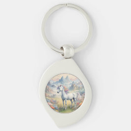 Unicorn Metall Keychain Swirl Silverfärgad Nyckelring
