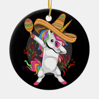 UNICORN MEXICAN HAT CINCO DE MAYO JULGRANSPRYDNAD KERAMIK