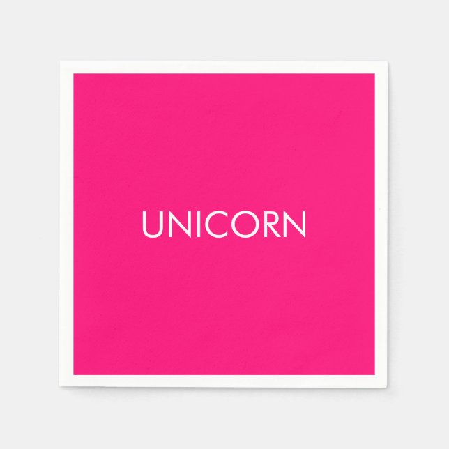 "Unicorn"-minimalistisk shock rosa fuchsia vit pap Pappersservett (Framsidan)