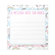 Unicorn Mitzvah Note Pad med Linjer