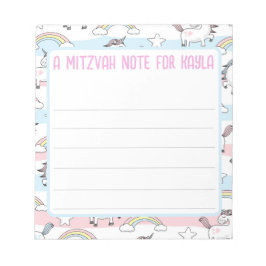 Unicorn Mitzvah Note Pad med Linjer Anteckningsblock
