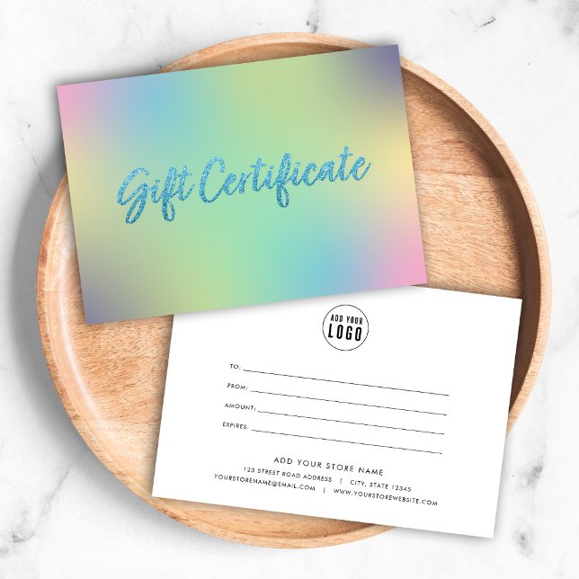 Unicorn Mix Faux Blue Glitter Gift Certificate (Skapare uppladdad)