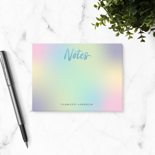 Unicorn Mix Mönster Faux Blue Glitter Post-it Block