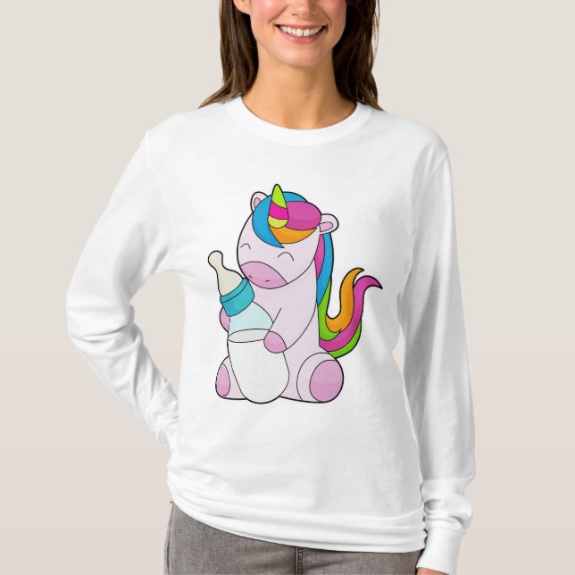 Unicorn Mjölk flaska T Shirt (Framsida)