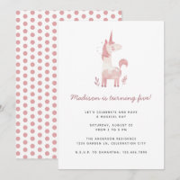 Unicorn Modern Rosa Polka dots Barns födelsedag Pa
