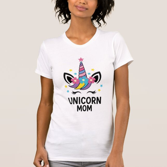 Unicorn Mom Birthday Party Bella+Canvas T-Shirt (Framsida)