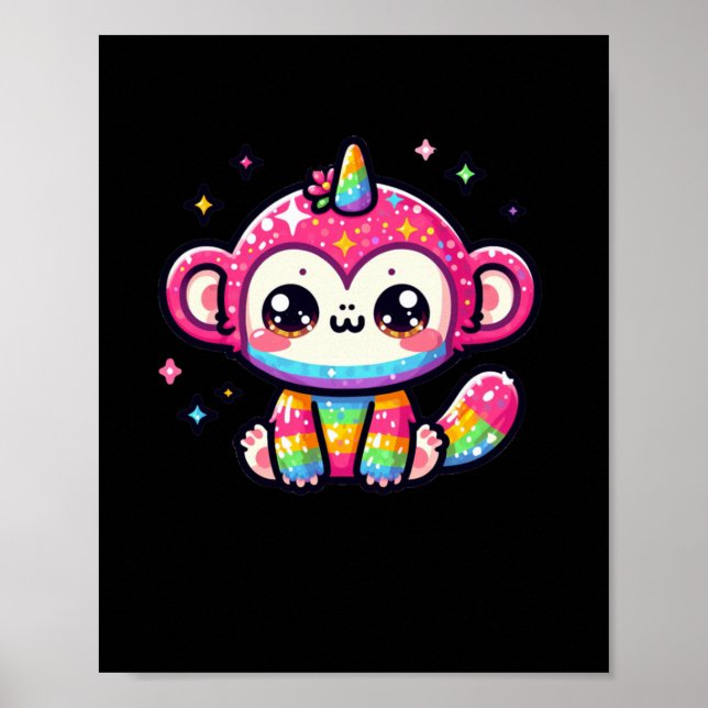 Unicorn Monkey Sticker Poster (Framsidan)