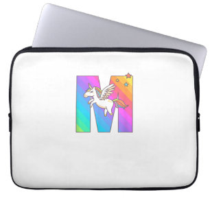Unicorn Monogram Brev M Första cute Girls Birth Laptop Fodral