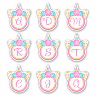 Unicorn Monogram Initial Sticker Pack Klistermärken