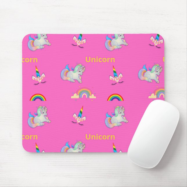Unicorn mönster på rosa musmatta (Med mus)