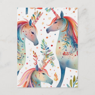 Unicorn Mönster Vykort