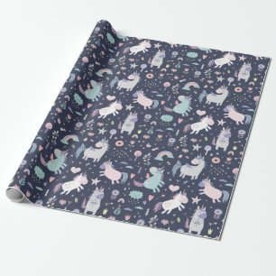 Unicorn Mönster Wrapping Papper Presentpapper