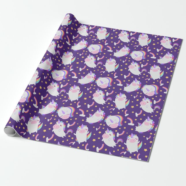 Unicorn Mönster Wrapping Papper Presentpapper (Utrullad)