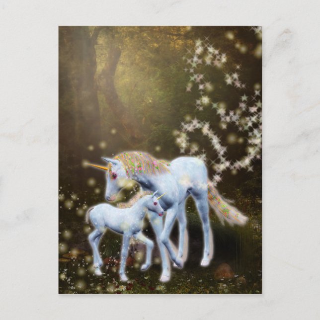 Unicorn mor och Baby Vykort (Framsida)