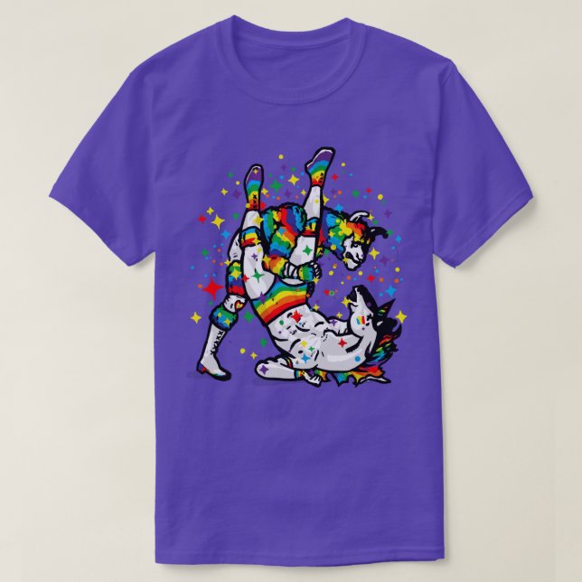 Unicorn mot Llama Battle for Rainbow T Shirt (Design framsida)