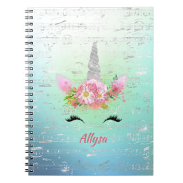 Unicorn Music Horn och Blommigt Eyelash Anteckningsbok