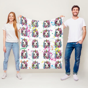 Unicorn Musical Mönster Fleecefilt