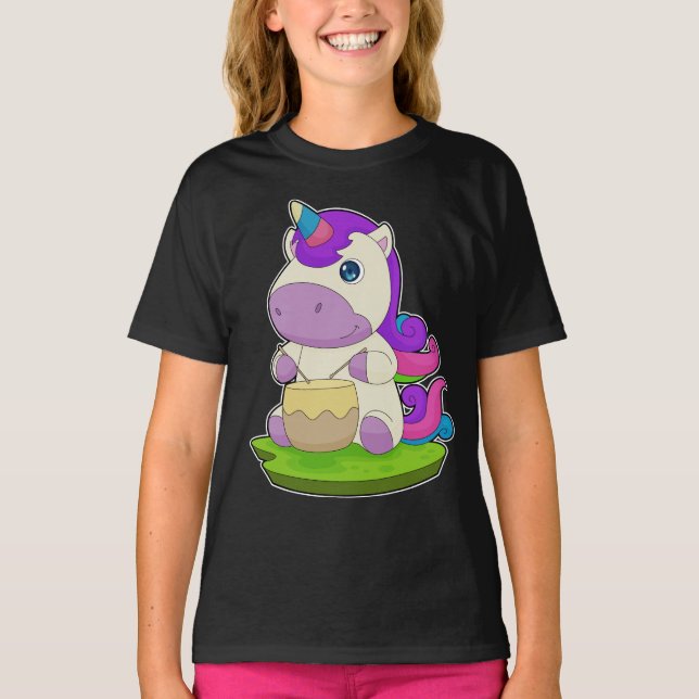 Unicorn Musician Drum Music T Shirt (Framsida)