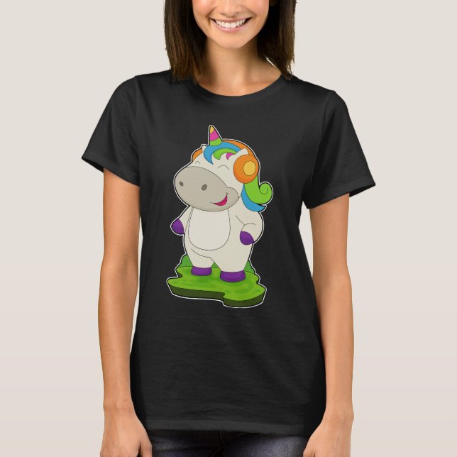Unicorn Musician Headphone Music T Shirt (Framsida)
