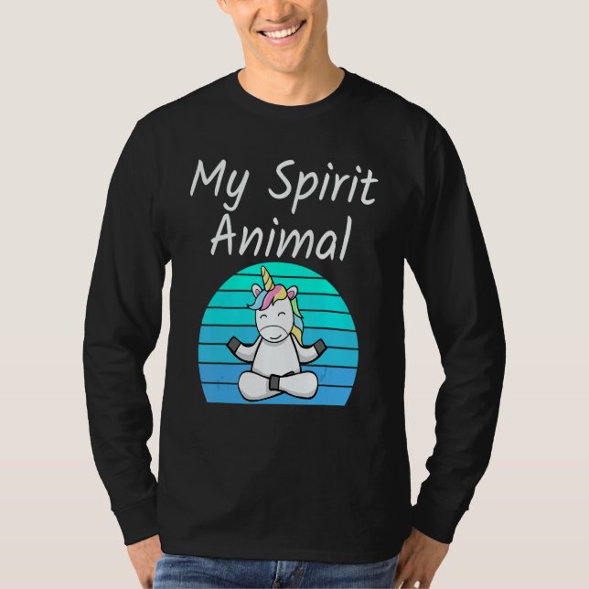 Unicorn My Spirit Animal Relaxing Mediation Yoga u T Shirt (Framsida)