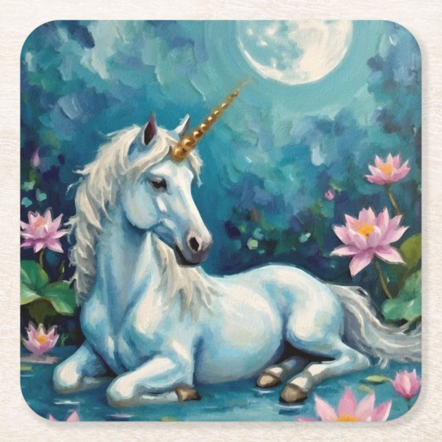 Unicorn Mystic Garden Underlägg Papper Kvadrat (Framsidan)