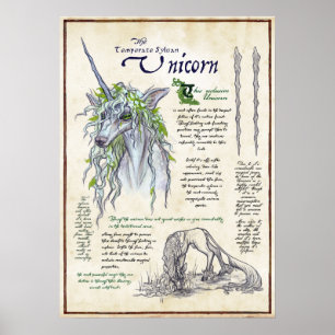 Unicorn - Mythological Bestiary Page Poster