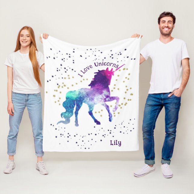 Unicorn, Namn, Fleece Blanket (På plats)