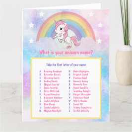 Unicorn Namn Game Birthday Kort