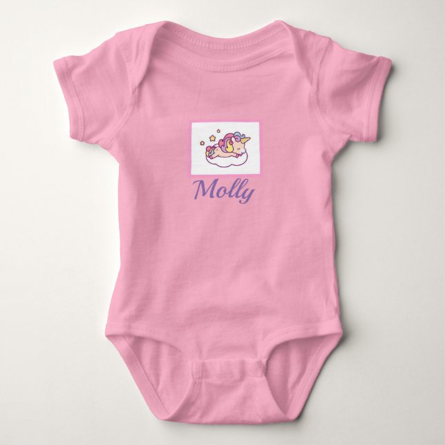 Unicorn NAMN Kawaii Onsie Sleeper Rosa T Shirt (Framsida)