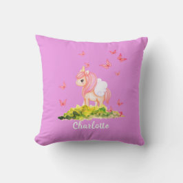 Unicorn Namn Nursery Kids Room Decor Lila Thro Kudde