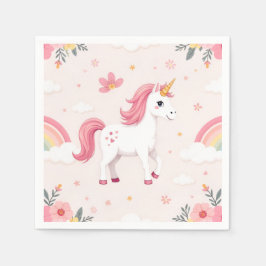 Unicorn Napkins, Rainbows, Flowers, Party Pappersservett