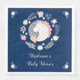 Unicorn  & Navy Baby Shower Personlig Pappersservett