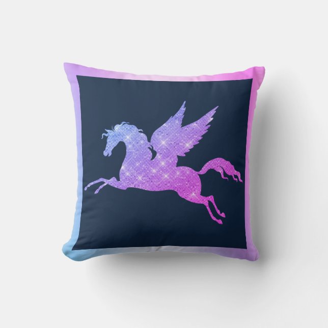 UNICORN NAVY ROSA DUBLESIED Cushion Pillow Kudde (Framsida)