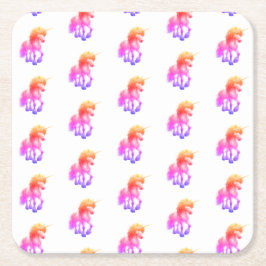 Unicorn Neon Underlägg Papper Kvadrat