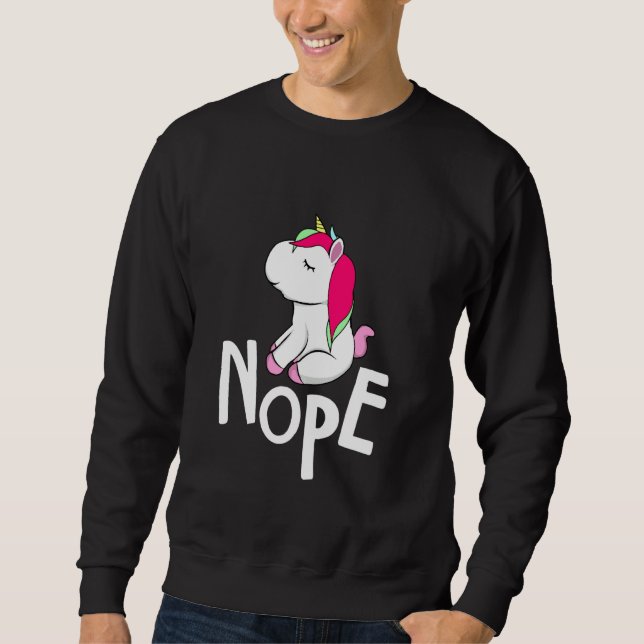 Unicorn Nope No Unicorns Lång Ärmad Tröja (Framsida)